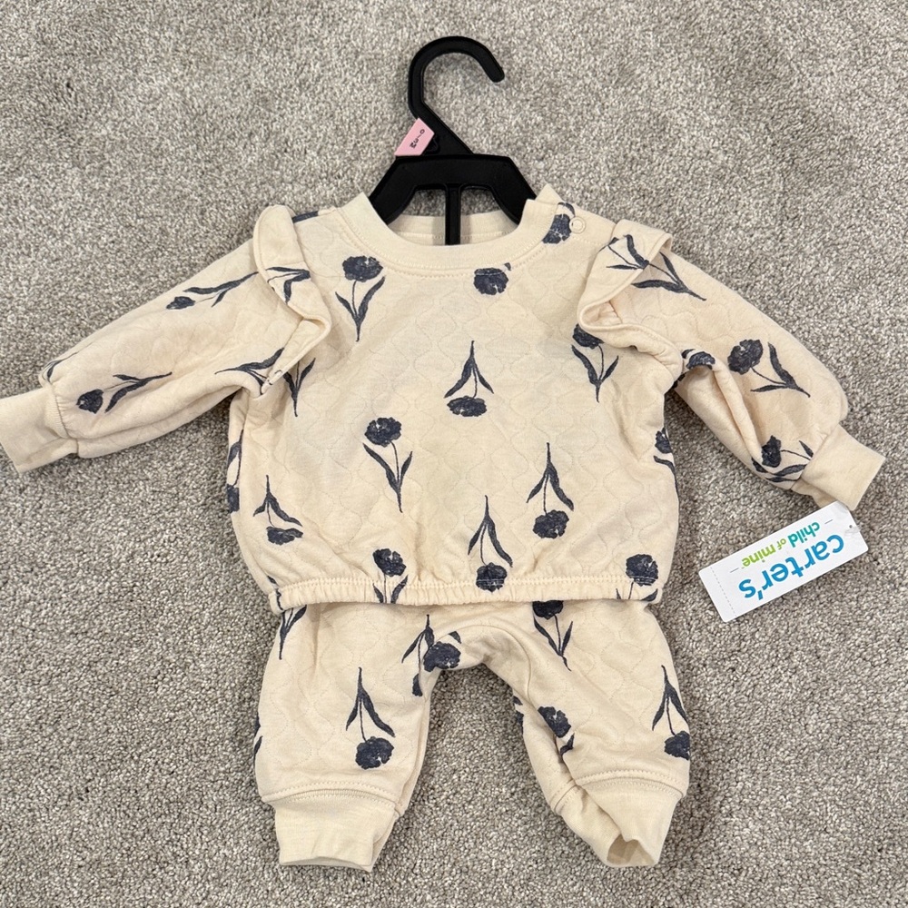 Carter's Cream and Navy Floral Set